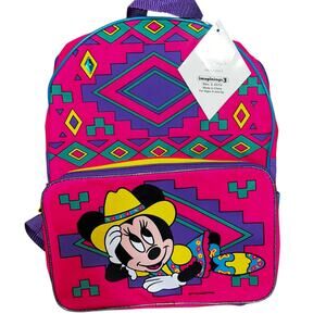 Vintage Disney Minnie Mouse Western  Backpack Pink Neon colored NEW deadstock